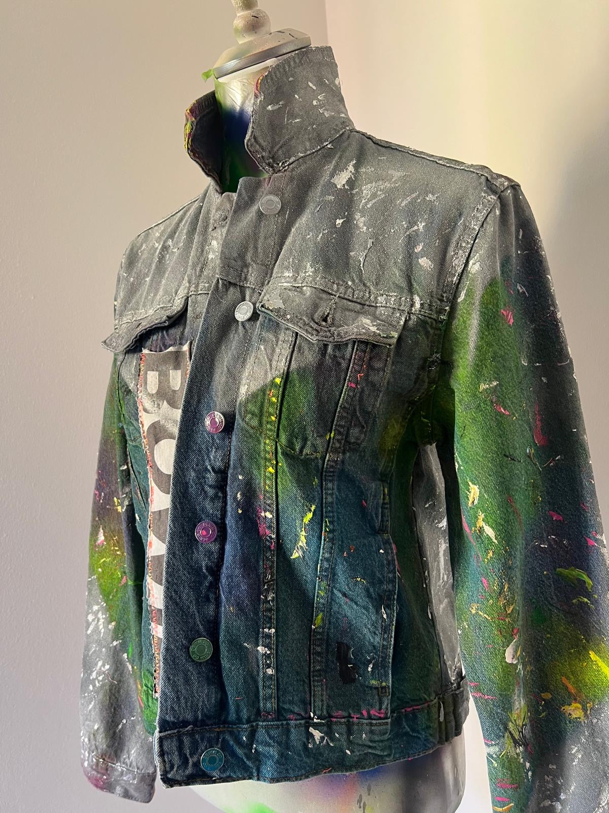 Giacca denim con dettagli argentati