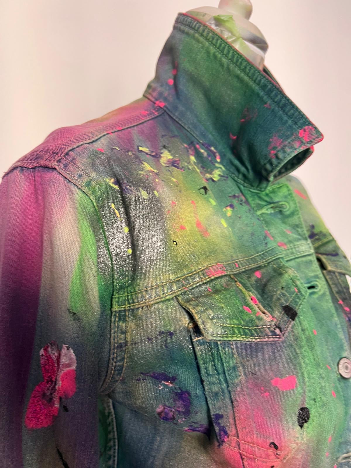 Giacca denim con simbolo Love &amp; Peace