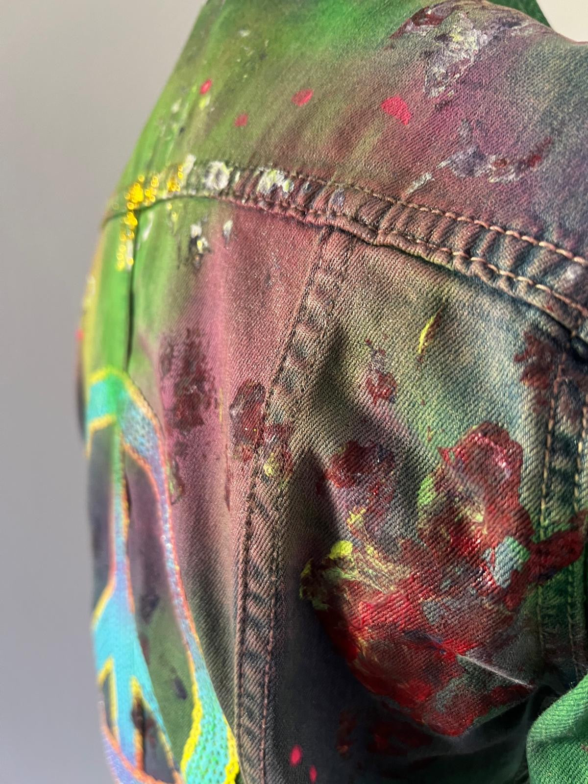 Giacca denim con simbolo Love &amp; Peace