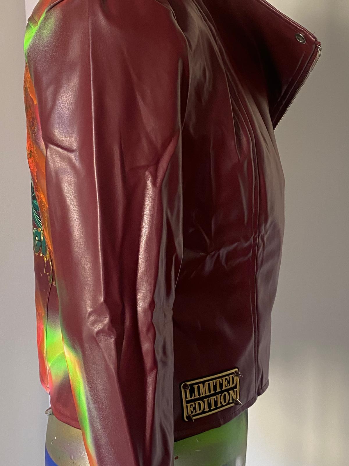 Giacca ecopelle elasticizzata color Vinaccia